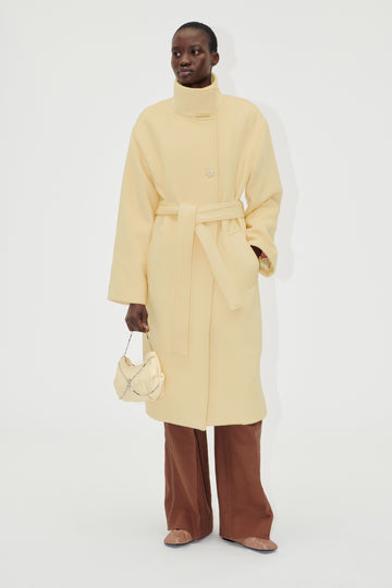 Stine Goya UK Long Sleeve High Collar Coat Coat Butter Milk