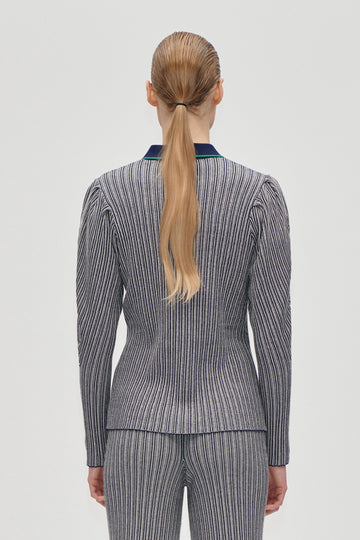 Stine Goya UK Long Sleeve Knit Polo Knit Soft Striped Rib