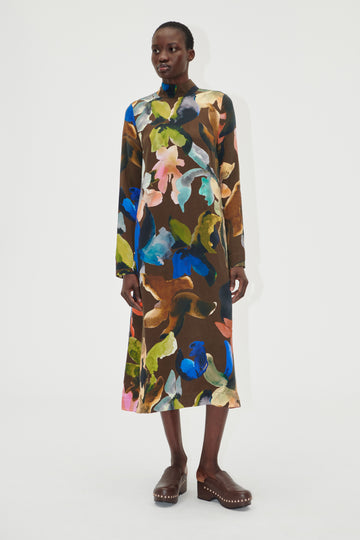 Stine Goya UK Long Sleeve Midi Dress Dress Aquarelle Garden