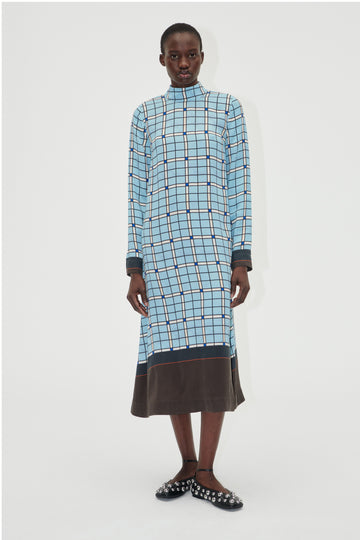 Stine Goya UK Long Sleeve Midi Dress Dress Window Check