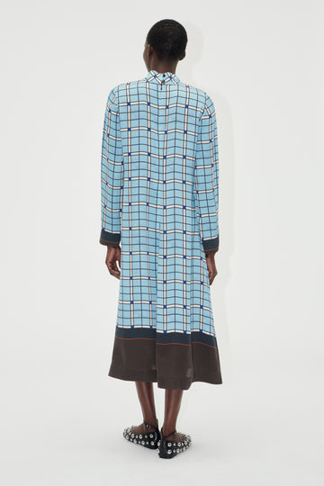 Stine Goya UK Long Sleeve Midi Dress Dress Window Check