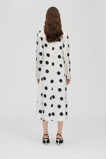 Stine Goya UK Long Sleeve Midi Dress Dress Black Dots