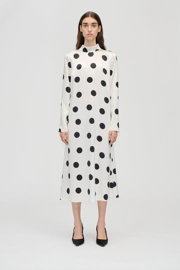 Stine Goya UK Long Sleeve Midi Dress Dress Black Dots
