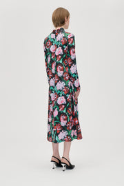 Stine Goya UK Long Sleeve Midi Dress Dress Painted Rose Garden