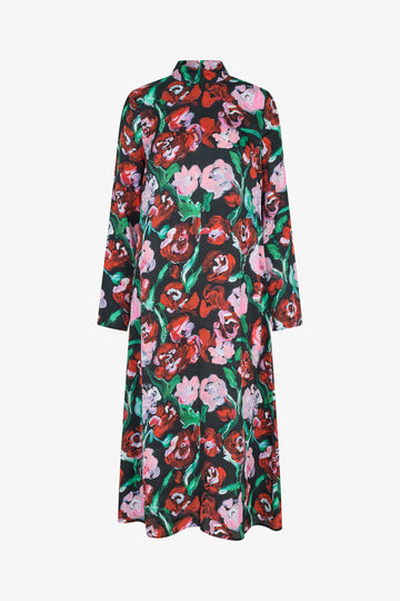 Stine Goya UK Long Sleeve Midi Dress Dress Painted Rose Garden