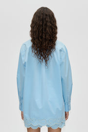 Stine Goya UK Long Sleeve Oversized Shirt Top Teapot Blue