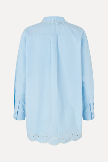 Stine Goya UK Long Sleeve Oversized Shirt Top Teapot Blue