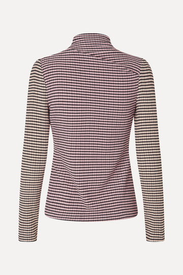 Stine Goya UK Long Sleeve Pleated Shoulder Top Top Pink/Black