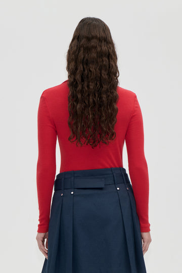 Stine Goya UK Long Sleeve Polo Top Top Fiery Red