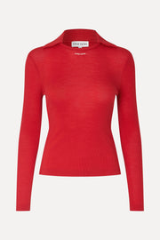Stine Goya UK Long Sleeve Polo Top Top Fiery Red