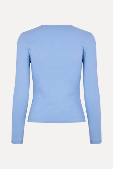 Stine Goya UK Long Sleeve Rib Top Top Bel Air Blue
