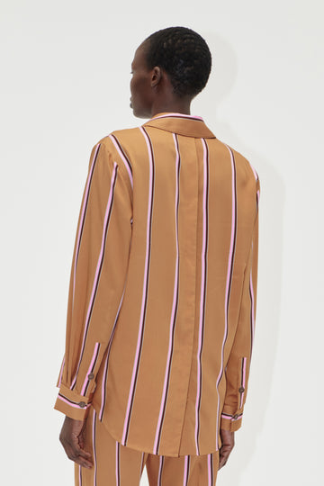 Stine Goya UK Long Sleeve Shirt Top Cocoa Stripes
