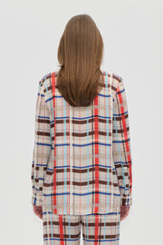 Stine Goya UK Long Sleeve Shirt Top Scarlet Grid