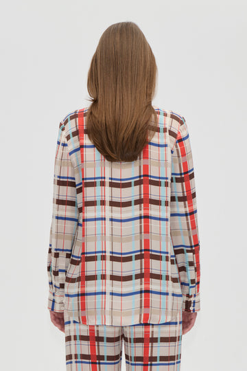Stine Goya UK Long Sleeve Shirt Top Scarlet Grid