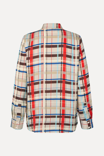 Stine Goya UK Long Sleeve Shirt Top Scarlet Grid