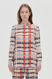 Stine Goya UK Long Sleeve Shirt Top Scarlet Grid