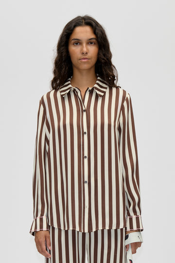 Stine Goya UK Long Sleeve Shirt Top Ivory Stripes