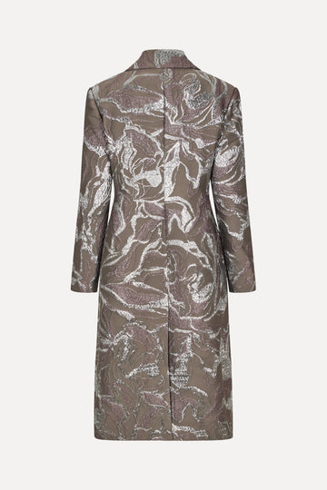 Stine Goya UK Long Sleeve Straight Coat Coat Abstract Foliage