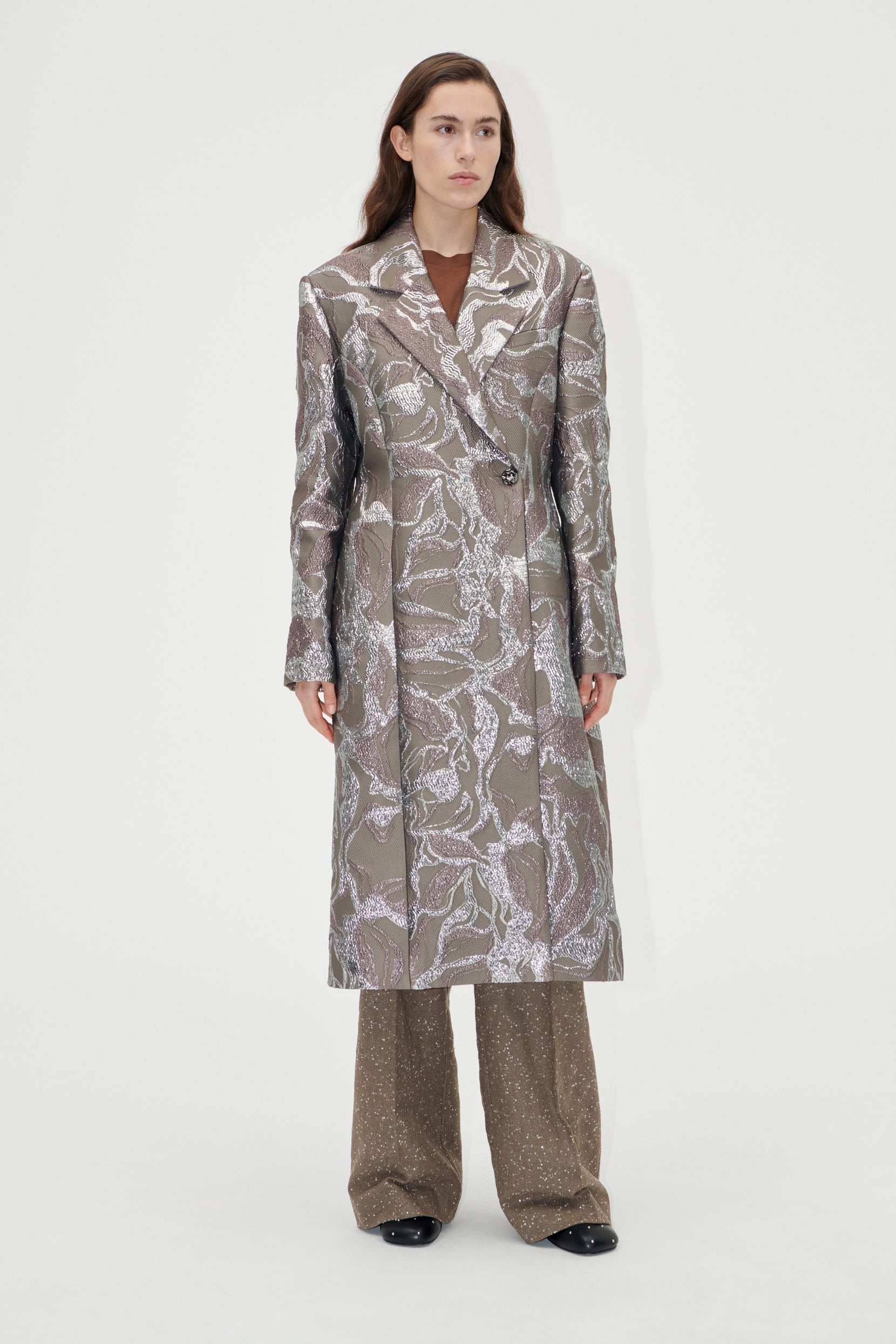 Long Sleeve Straight Coat - Abstract Foliage - Stine Goya UK