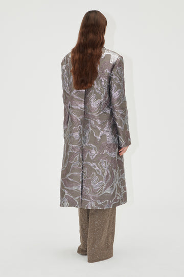 Stine Goya UK Long Sleeve Straight Coat Coat Abstract Foliage
