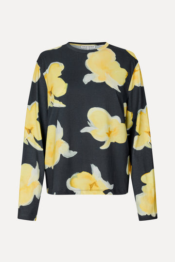 Stine Goya UK Long Sleeve T-Shirt Top Yellow Petunias