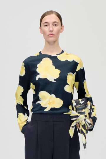 Stine Goya UK Long Sleeve T-Shirt Top Yellow Petunias