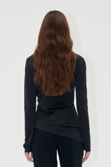 Stine Goya UK Long Sleeve Top With Fixed Buckle Top Jet Black
