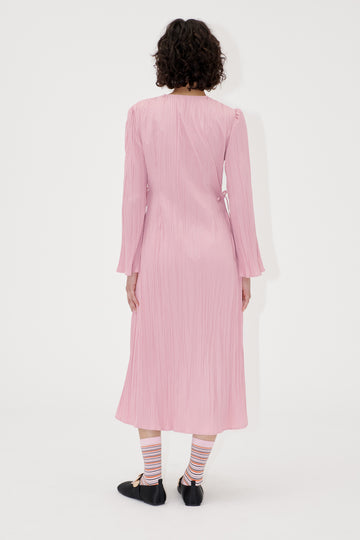 Stine Goya UK Long Sleeve Wrap Tie Dress Dress Pink Nectar