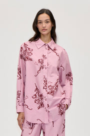 Stine Goya UK Loose Long Sleeve Shirt Top Rose On Rose