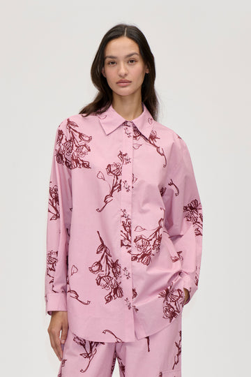 Stine Goya UK Loose Long Sleeve Shirt Top Rose On Rose