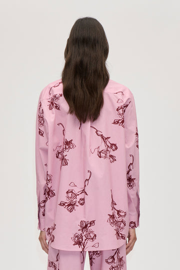 Stine Goya UK Loose Long Sleeve Shirt Top Rose On Rose