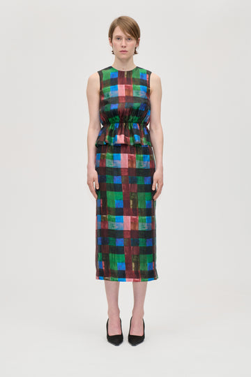 Stine Goya UK Midi Skirt With Elasticated Waist Skirt Watercolor Checks