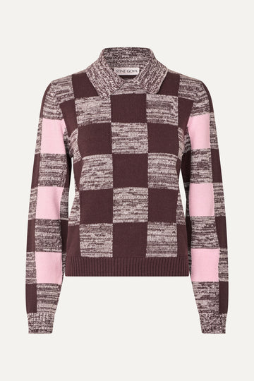Stine Goya UK Mix Stripe Polo Collar Sweater Knit Multichecks Mix