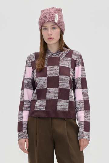 Stine Goya UK Mix Stripe Polo Collar Sweater Knit Multichecks Mix