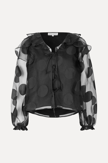 Stine Goya UK Multi Ruffle Raglan Top Top Dotted Black