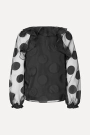 Stine Goya UK Multi Ruffle Raglan Top Top Dotted Black