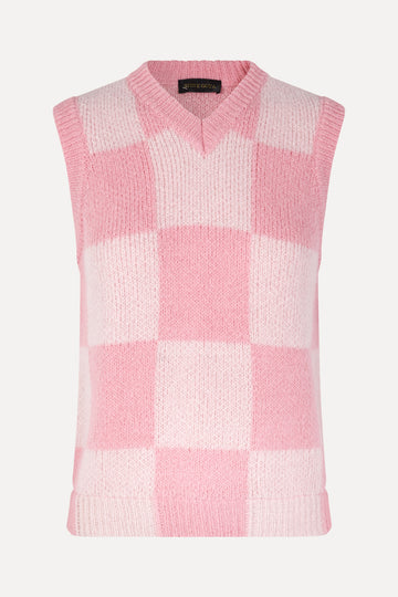 Stine Goya UK Noa Vest Knitted Vest Orchid Check