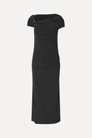 Stine Goya UK One Shoulder Draped Midi Dress Dress Black