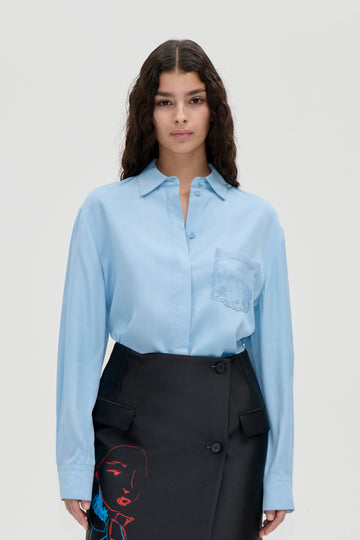 Stine Goya UK Oversized Shirt Top Sky Blue