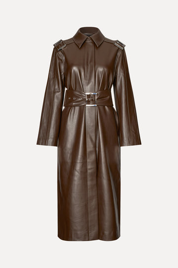 Oversized Trenchcoat With Buckle Belt Chocolate Stine Goya UK