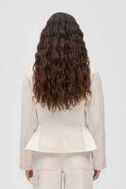 Stine Goya UK Peplum Collar Jacket Outerwear Natural / Contrast Red