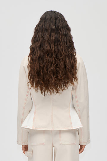 Stine Goya UK Peplum Collar Jacket Outerwear Natural / Contrast Red