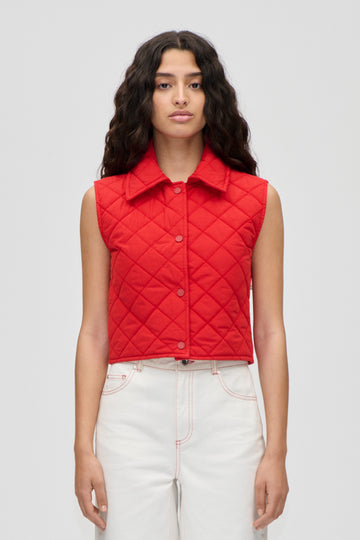 Stine Goya UK Peplum Collar Jacket Outerwear Natural / Contrast Red