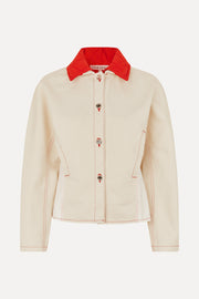Stine Goya UK Peplum Collar Jacket Outerwear Natural / Contrast Red