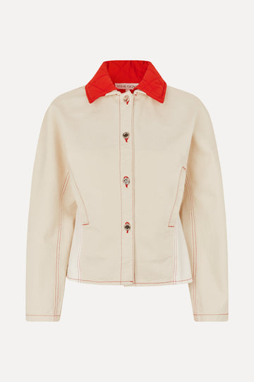 Stine Goya UK Peplum Collar Jacket Outerwear Natural / Contrast Red