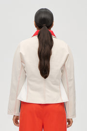 Stine Goya UK Peplum Collar Jacket Outerwear Natural / Contrast Red