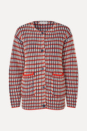 Stine Goya UK Plaited Cardigan with Pockets Knit Navy / Red / Cream