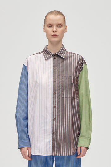 Stine Goya UK Pocket Oversized Shirt Top Multistripes Mix