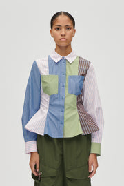Stine Goya UK Pocket Peplum Shirt Top Multistripes Mix