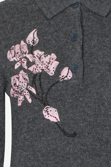 Stine Goya UK Polo Jumper Knit Tulle Flower